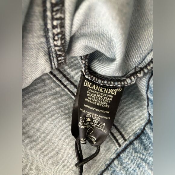 BlankNYC Steal the Show Blue Denim Jacket Drop Shoulder Trucker Jacket SZ Small - Picture 5 of 5